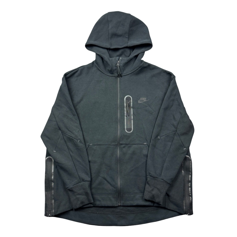 Nike Sportswear Women Large Windrunner Tech Fleece Full Zip Hoodie Black Active